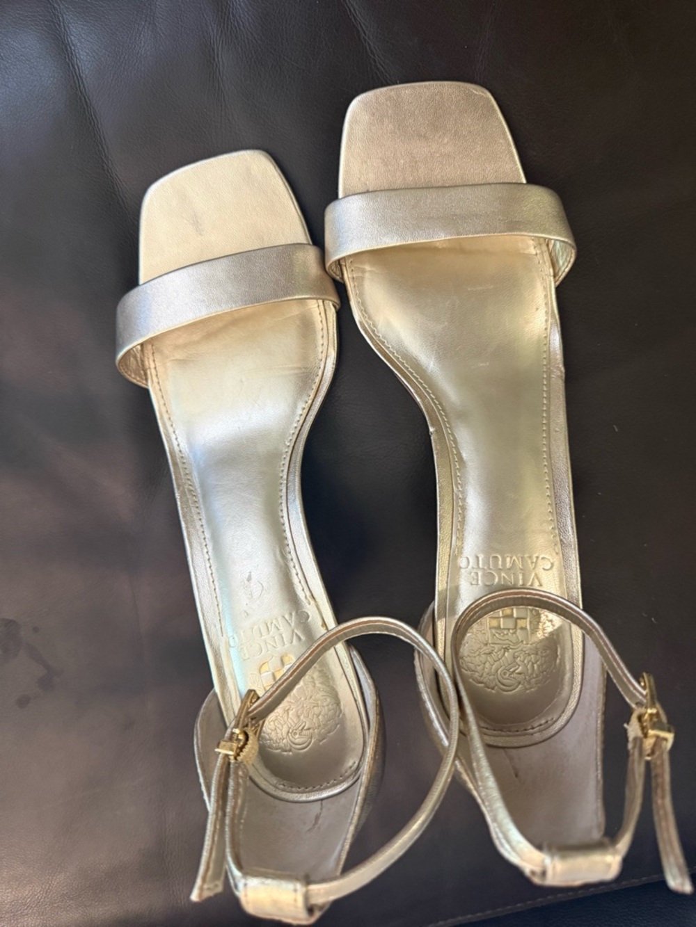 Vince Camuto Metallic Gold Open-Toe Ankle-Strap Sandals